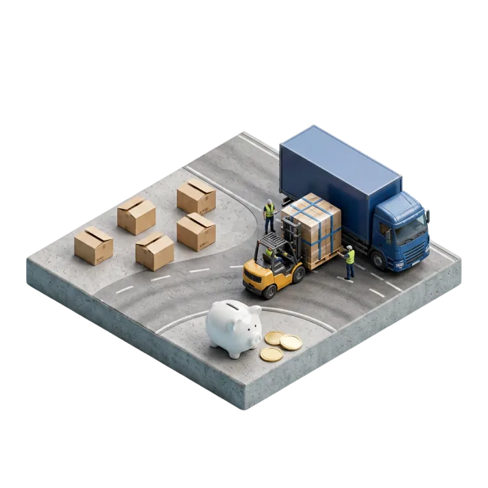 Погрузка коробок в фуру — иллюстрация кейса о снижении стоимости доставки
