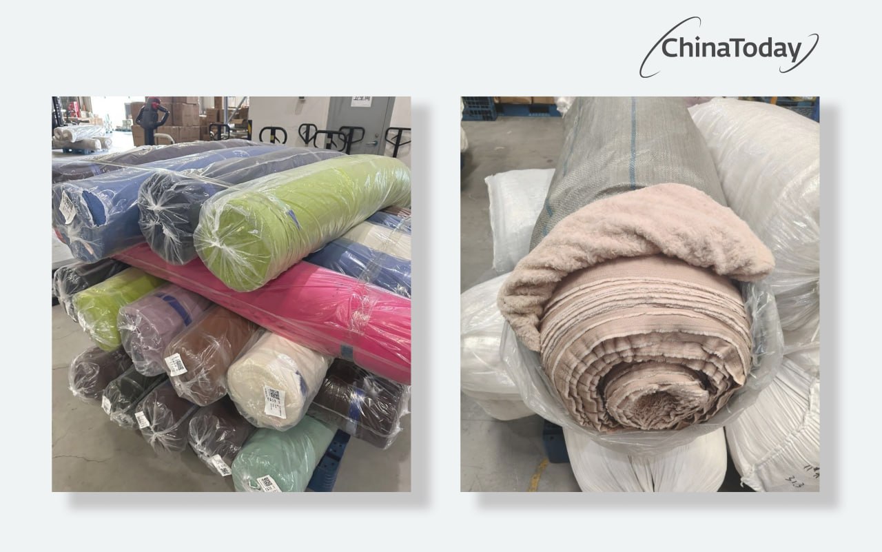 Приемка рулонов ткани на складе ChinaToday в Китае: проверка позиций заказа